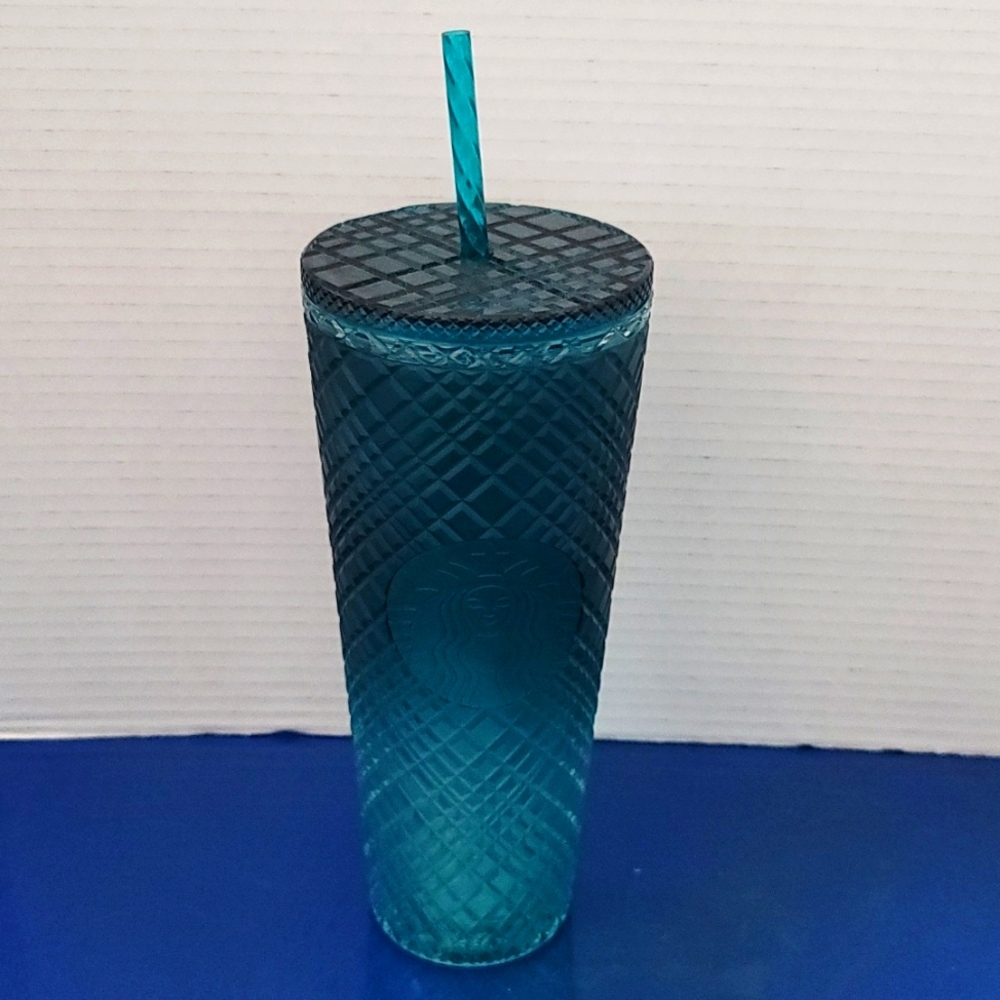 Starbucks 2023 Spring Teal Jeweled Green Blue Ombre Cold Cup Tumbler 24oz NEW